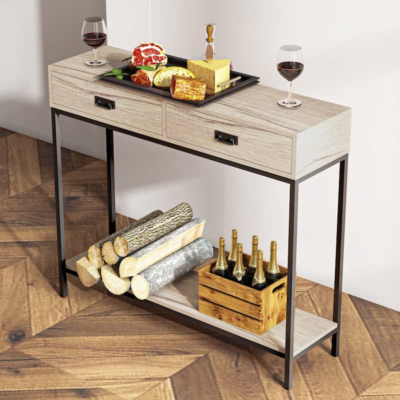 Roomfitters 2 Drawer Entryway Console Table for Hallway Foyer