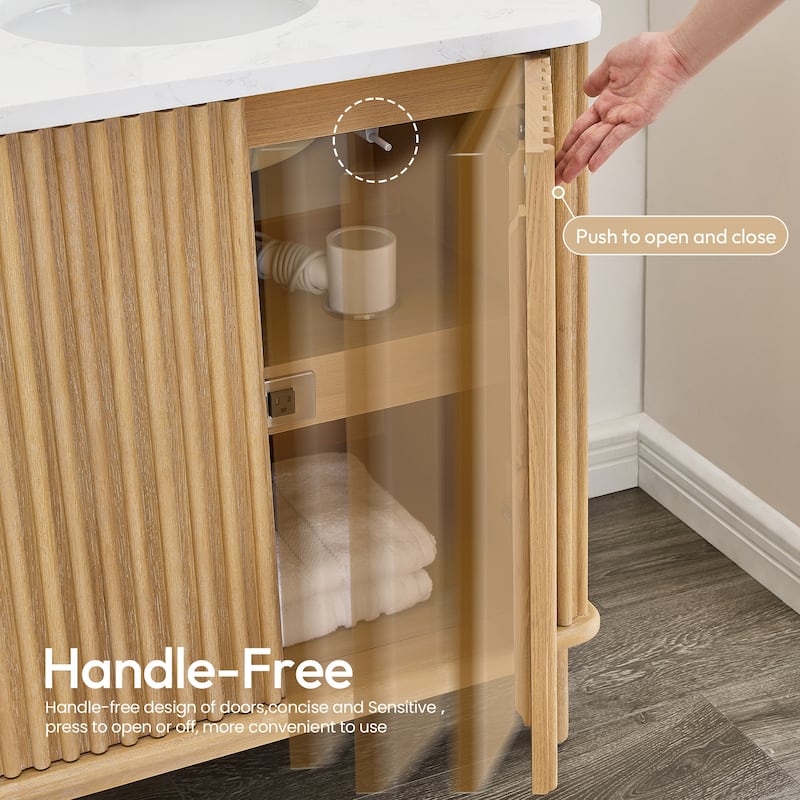 Seoul Bath Vanity with White Grain Composite Stone Top without Mirror