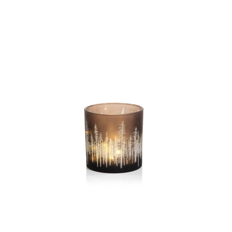 Birch Etched 6" LED Hurricanes, Set of 2