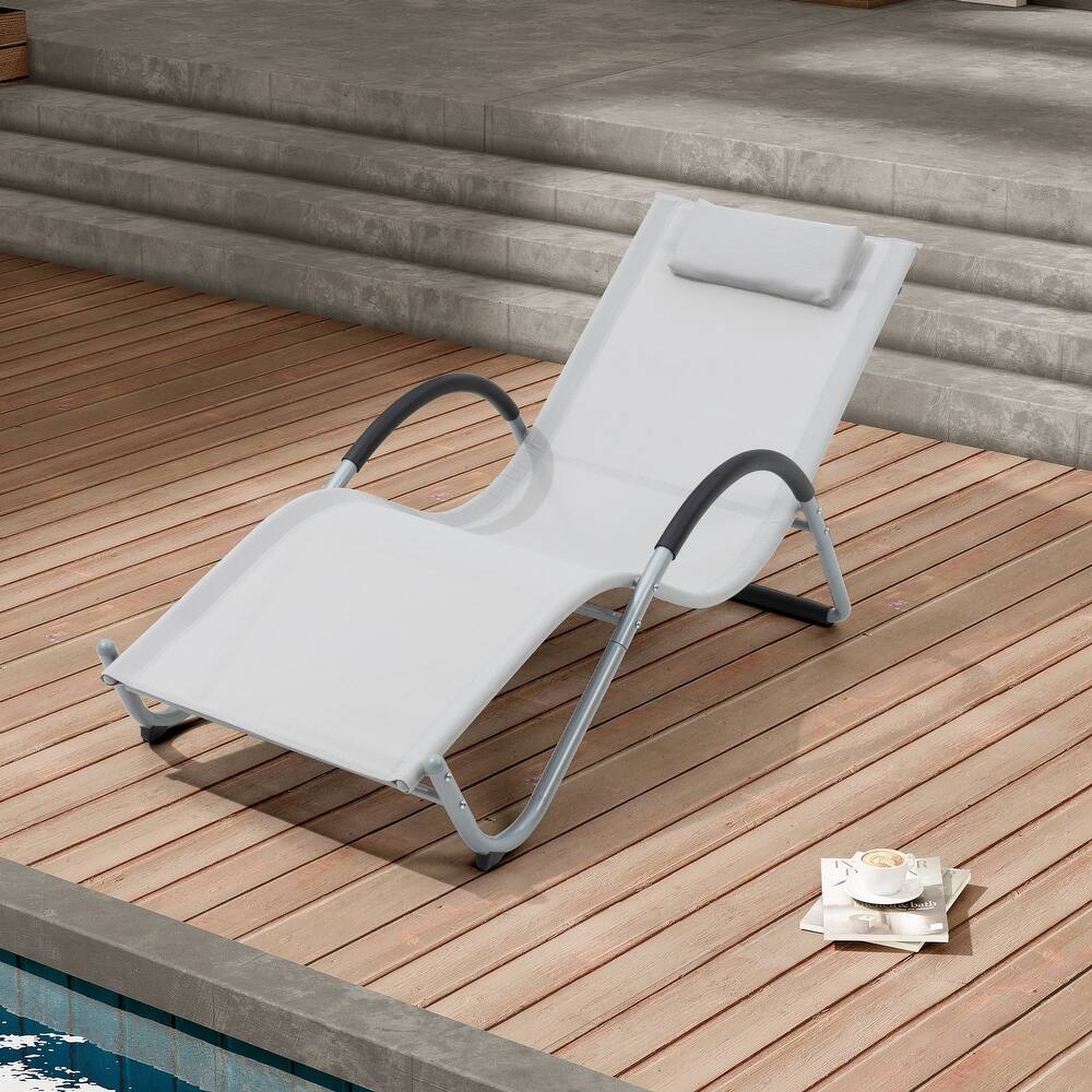 Outdoor Patio Lounger Chaise Lounges Curved Sunbathing Pool Recliner Chair
