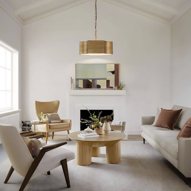 Starsky 3-light 15in. Modern Gold Drum Geometric Chandelier - Antique