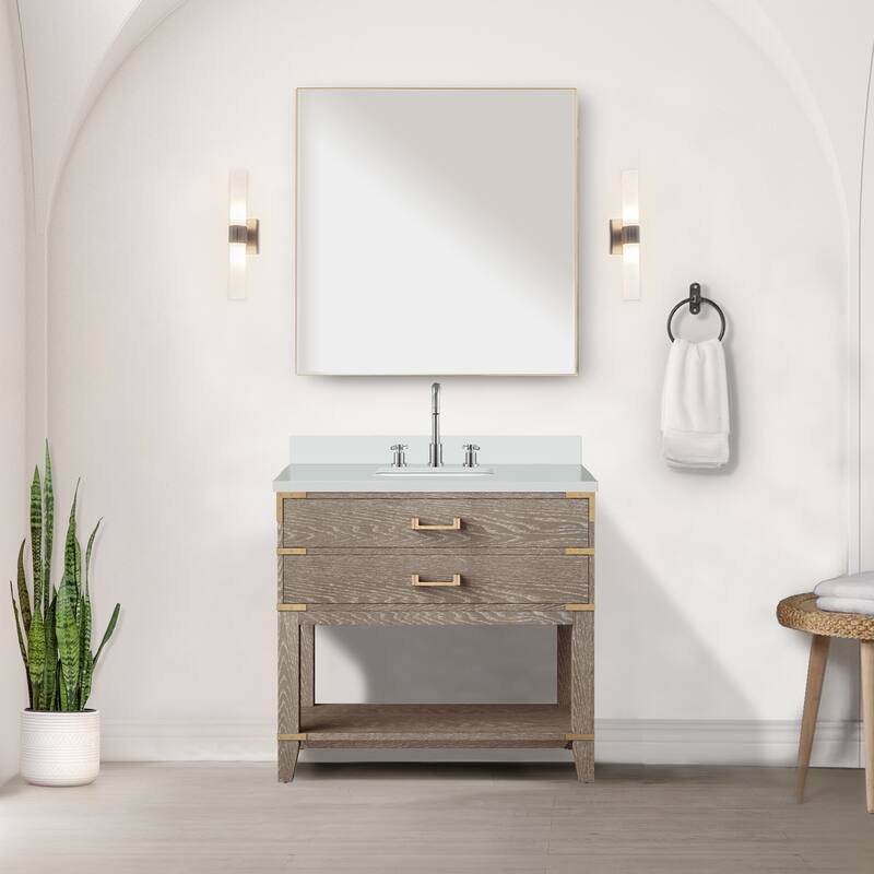 Norwalk Bath Vanity with Quartz Top, Sink and Mirror
