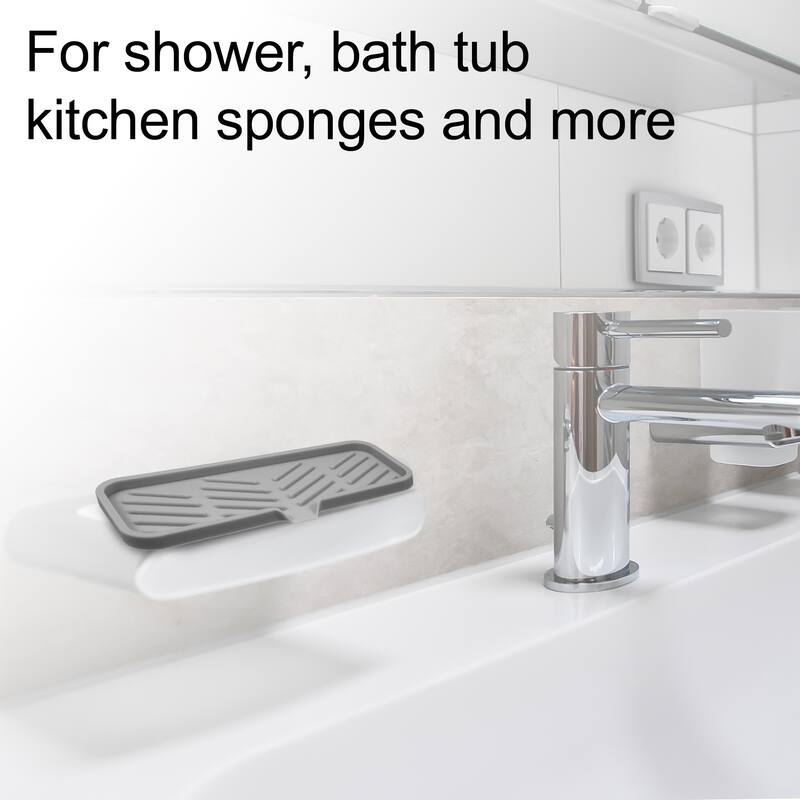 Soap Dish Keep Soap Dry for Home Bathroom Kitchen Silicone - Dark Gray - 23x10cm