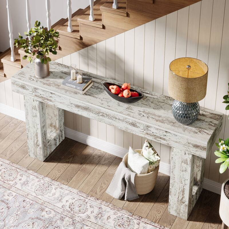 63-inch Wood Narrow Console Sofa Hallway Accent Table for Entryway