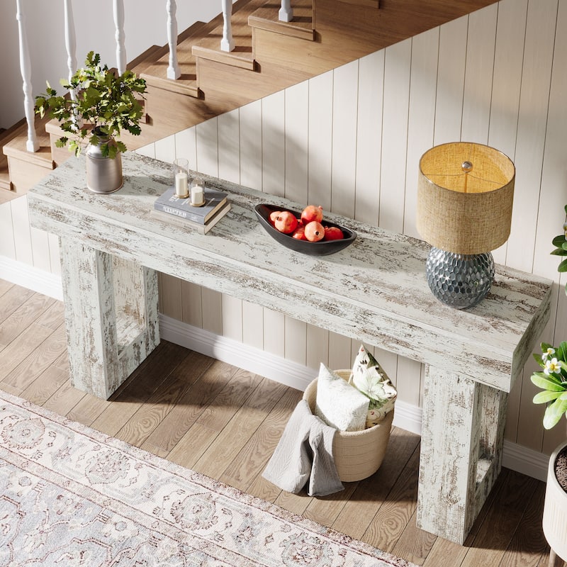 Farmhouse Console Table, 63-Inch Long Narrow Sofa Table Behind The Couch