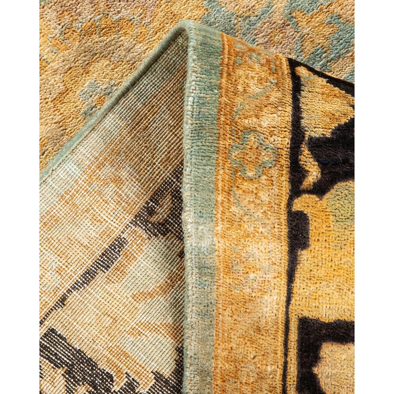 Overton Hand Knotted Wool Contemporary Floral Light Blue Area Rug - 4' x 6'