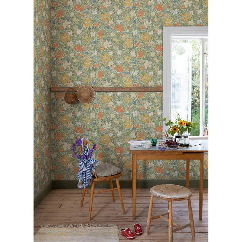 A-Street Prints Midsommar Sage Floral Medley Wallpaper