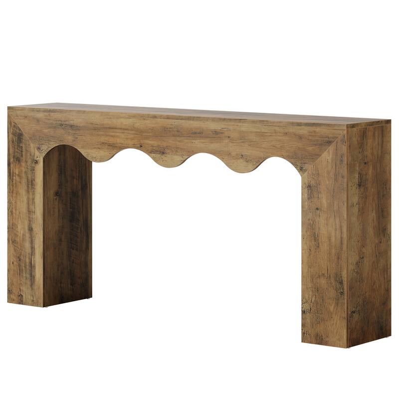 63” Farmhouse Console Table, Brown Entryway Table with Storage
