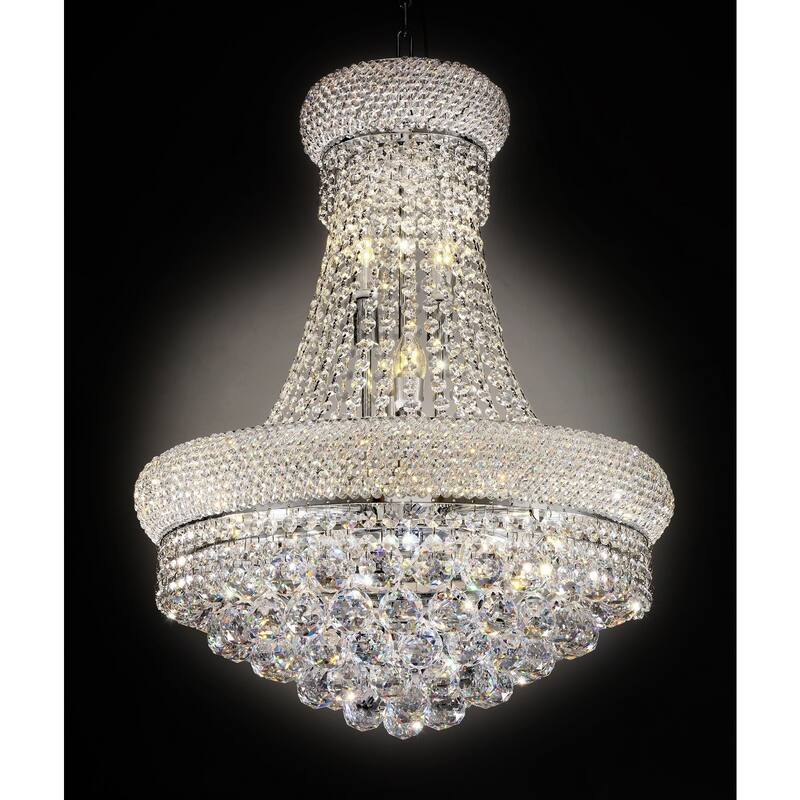 Crystal Ceiling Lamp - 26" Empire Chandelier with Crystal Accents - Flush Mount Light Fixture - 26