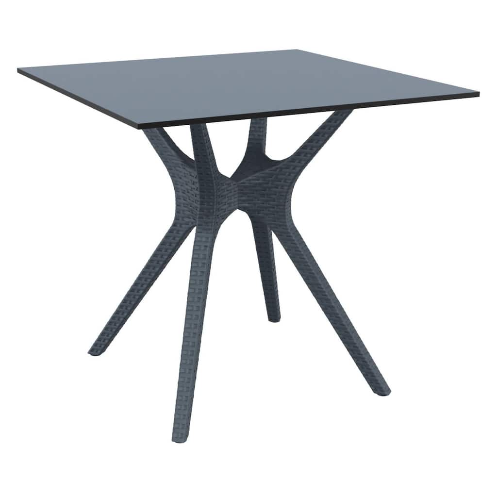 31.5" Gray Solid Square Patio Dining Table