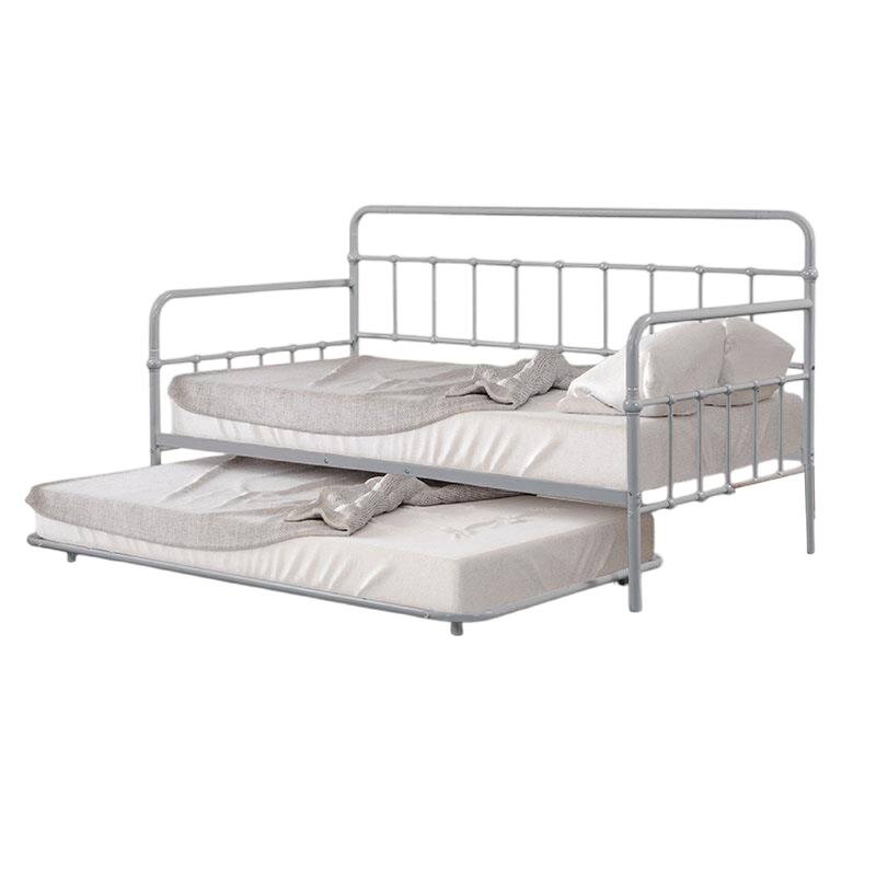 Tes Daybed with Pull Out Trundle, Classic Silver Metal Open Frame