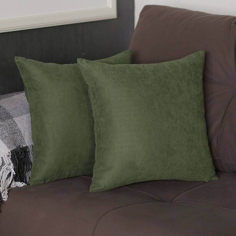 Honey Set of 2 Decorative Throw Pillow Cover Solid Color - 18" x 18" - Fern Green