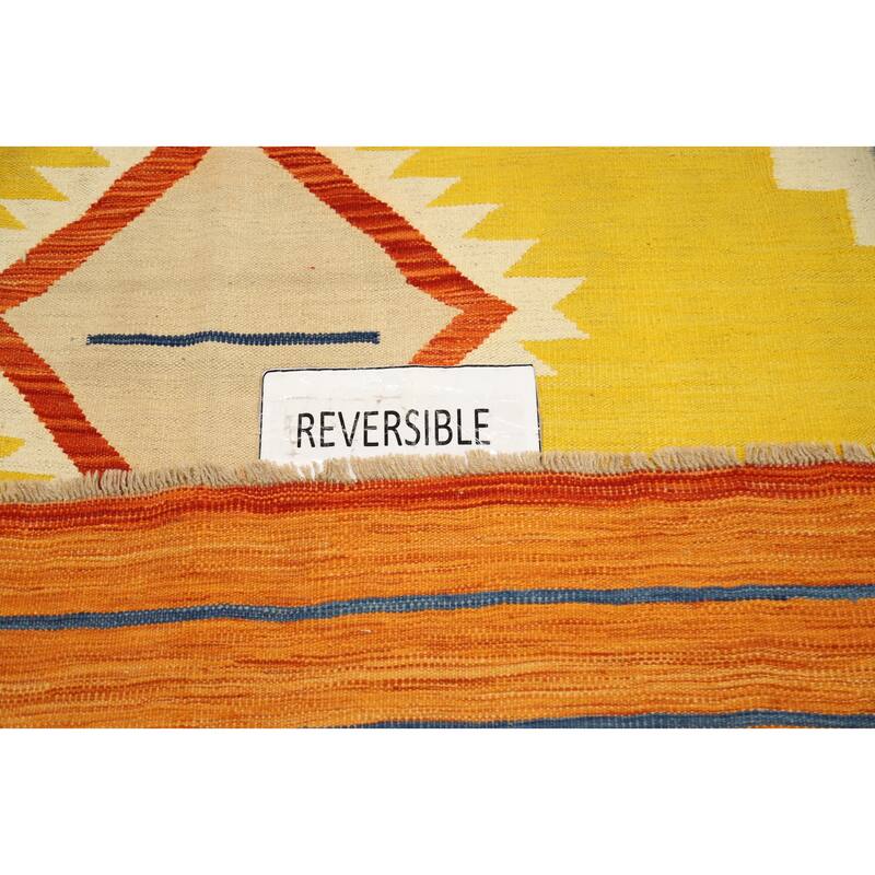 Hand Woven Oriental 100% Wool Carpet Southwestern Tribal Multi-Colored Kilim Area Rug - 11' 8'' X 9' 1''