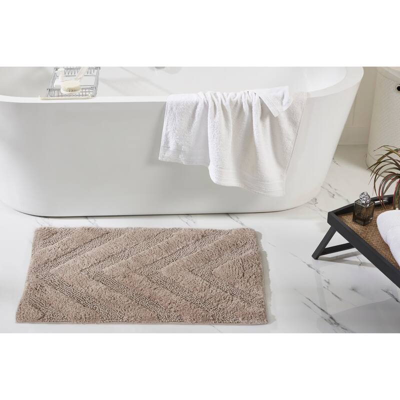 Better Trends Bathroom Rug Set 100% Cotton Tufted Water Absorbent Bath Rug for Shower, Sink Mats Machine Wash Hugo Collection