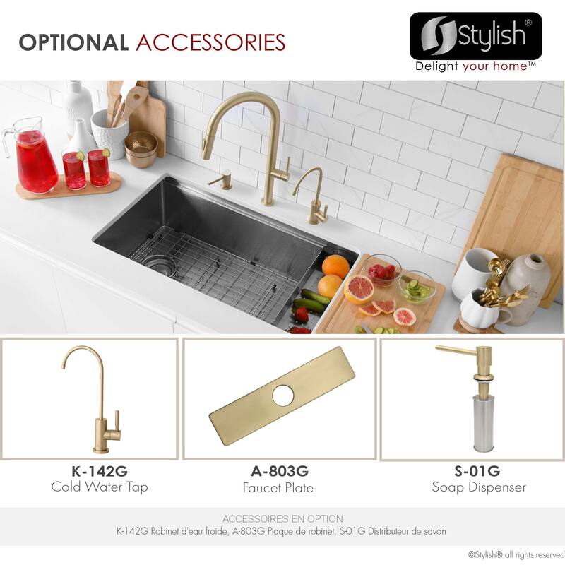 Single Handle Pull-Down Sprayer Kitchen Faucet K-141 - Height: 17.25" Spout H: 9" Spout R: 9"