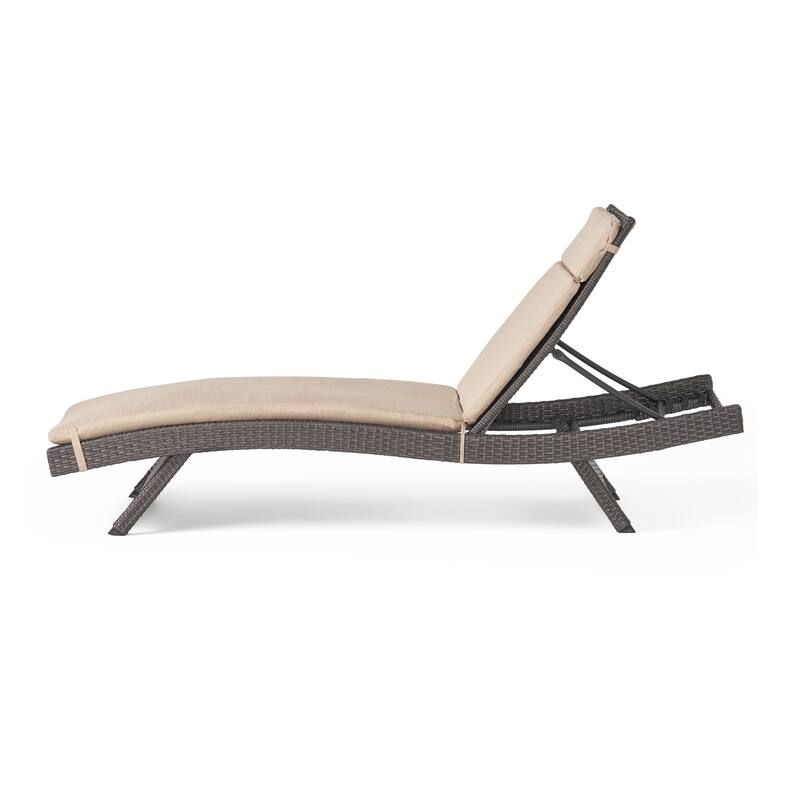 Salem Outdoor Wicker Adjustable Chaise Lounge with Cushion by Christopher Knight Home