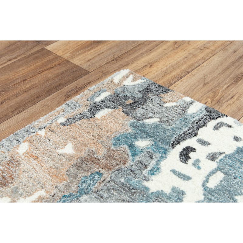 Alora Decor Spirit Beige and Grey Abstract Hand-tufted Wool Blend Rug