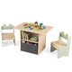 preview thumbnail 1 of 8, Gymax Kids Table & Chairs Set w/2 Open Compartments Fabric Drawer for Natural, Green