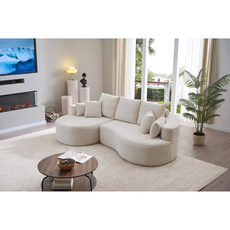 Christopher Knight Home - 106'' Cloud Curved Sectional Sofa with Right Chaise Lounge and Ultra-Soft Foam Comfort