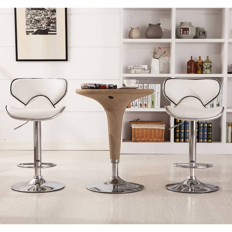 Upholstery Adjustable Swivel Barstool w/ Chrome Base (Set of 2)