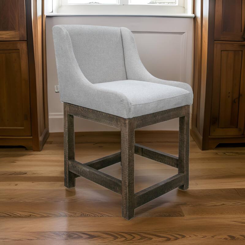 Lamy Counter Height Chair, Curved Arms, Compact, Rich Beige Polyester