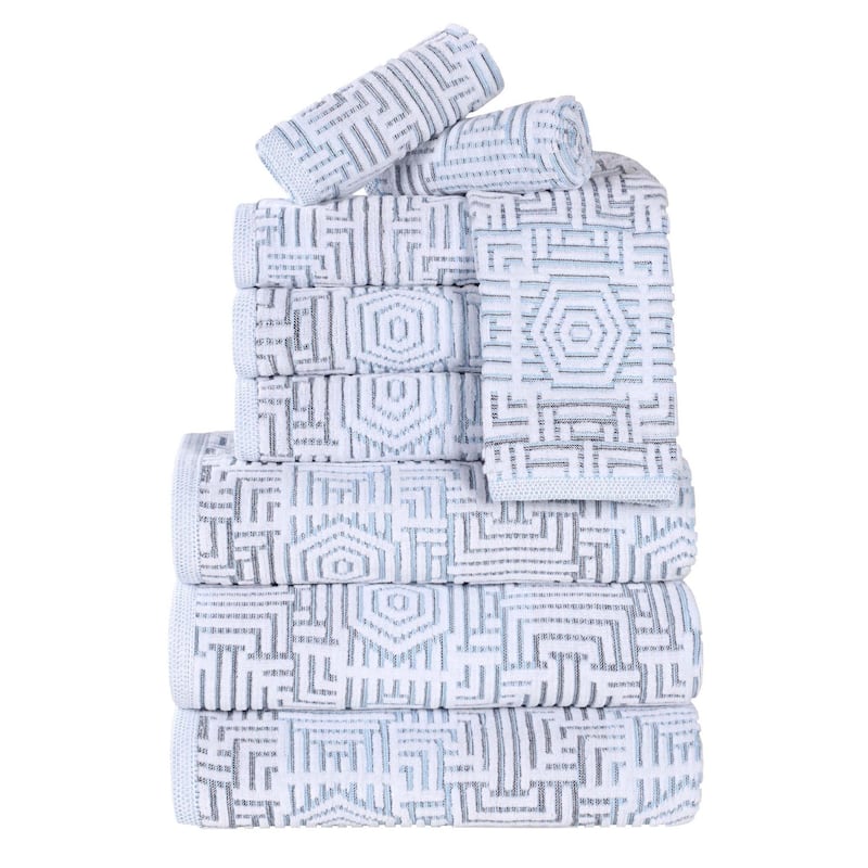 Superior Jasper Cotton Modern Jacquard Soft 9 Piece Bathroom Towel Set