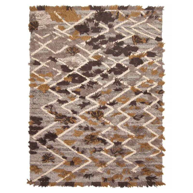 ECARPETGALLERY Braid weave Sienna Grey Wool Rug - 5'7 x 7'3 - Grey - 5'7 x 7'3