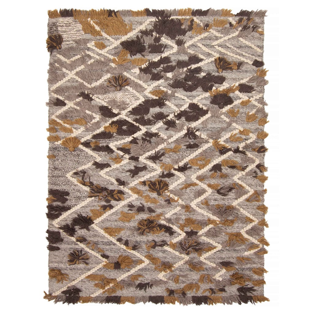 ECARPETGALLERY Braid weave Sienna Grey Wool Rug - 5'7 x 7'3