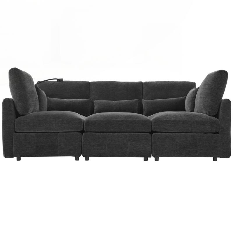 Modern Sectional Sofa Modular Sofa 85.4" U-shaped Sofa Couch Sofa Bed L-shaped Sofa with a Movable Ottoman