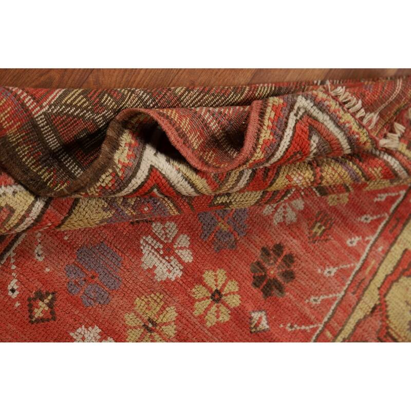 Pre-1900 Antique Vegetable Dye Oushak Turkish Wool Carpet - 4'1"x 5'5"