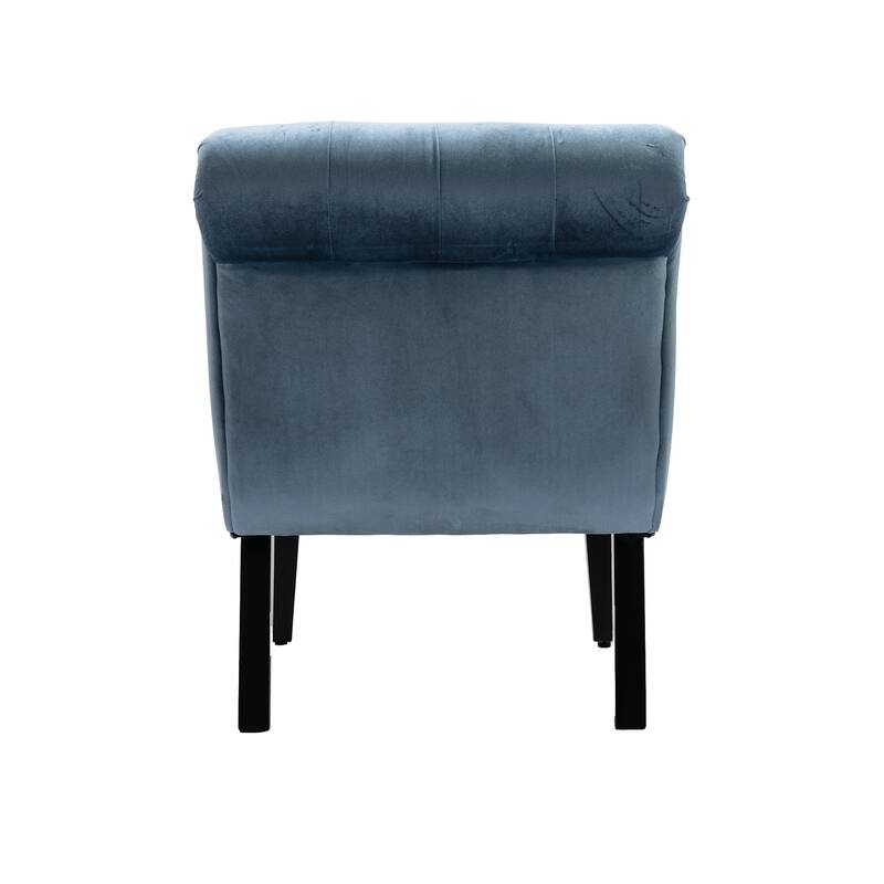 Velvet Button Tufted Upholstered Leisure Chair with Black Wooden Legs