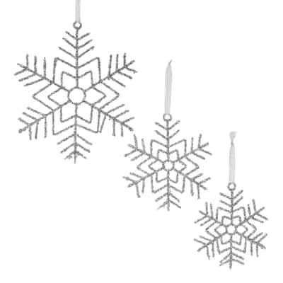 Tinsel Snowflake Christmas Ornaments - 16.25" - 12ct