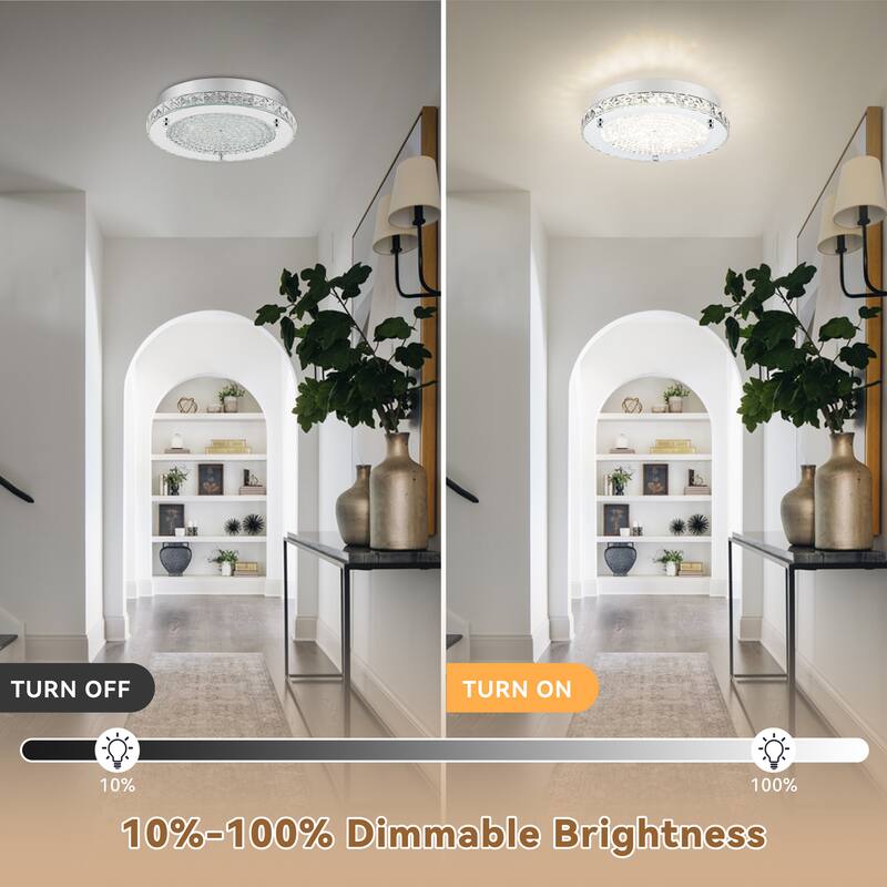 LED Crystal Flush Mount Ceiling Light Dimmable Crystal Light Fixture Flush Mount Lighting Crystal Ceiling Light - 11in
