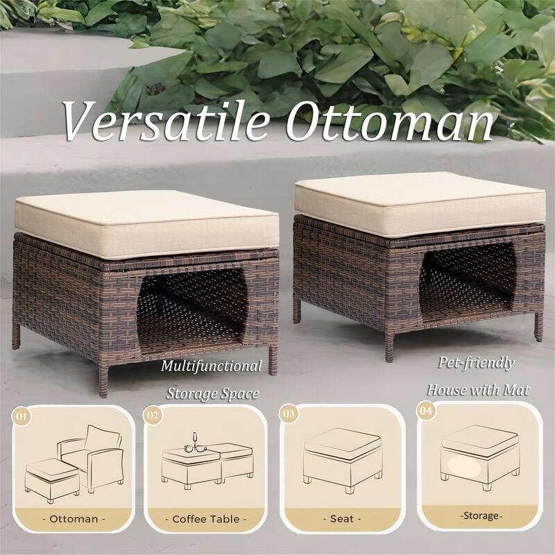 Patio Conversation Sets-Wicker Patio Furniture Sets with Swivel Chairs