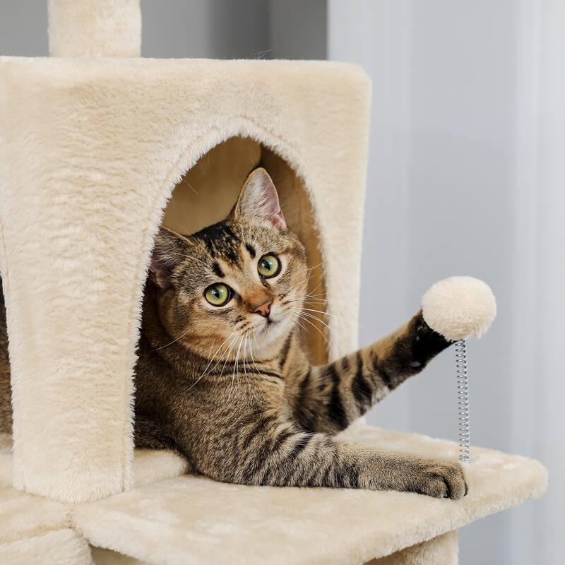Cat Tree,Cat Tower with 2 Condos and 2 Perches, Kitty Climber Tower Furniture