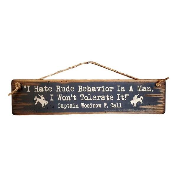 Cowboy Signs Wood Wall Hanging Rude Behavior Western Movie Brown - Bed ...