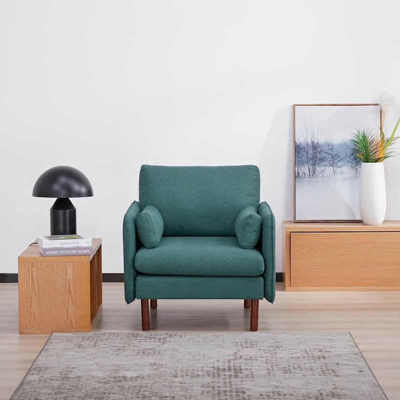 Yucca Modern Accent Chair, Polyester / Vegan Leather Armchair - Includes 2 throw pillows