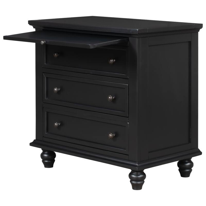 U_STYLE 28'' Painted Nightstand: 3 Drawers + Pull-Out Tray - Minimalist Design