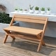preview thumbnail 3 of 6, 2-Person Teak Wood Folding Outdoor Benches with Slatted Seat - 41.5" x 23" x 31.5"
