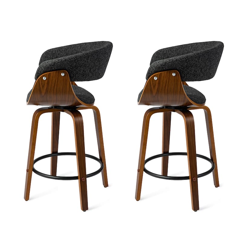 Glitzhome Set of 4 Modern Counter or Bar Height Faux Leather Swivel Pub Stools