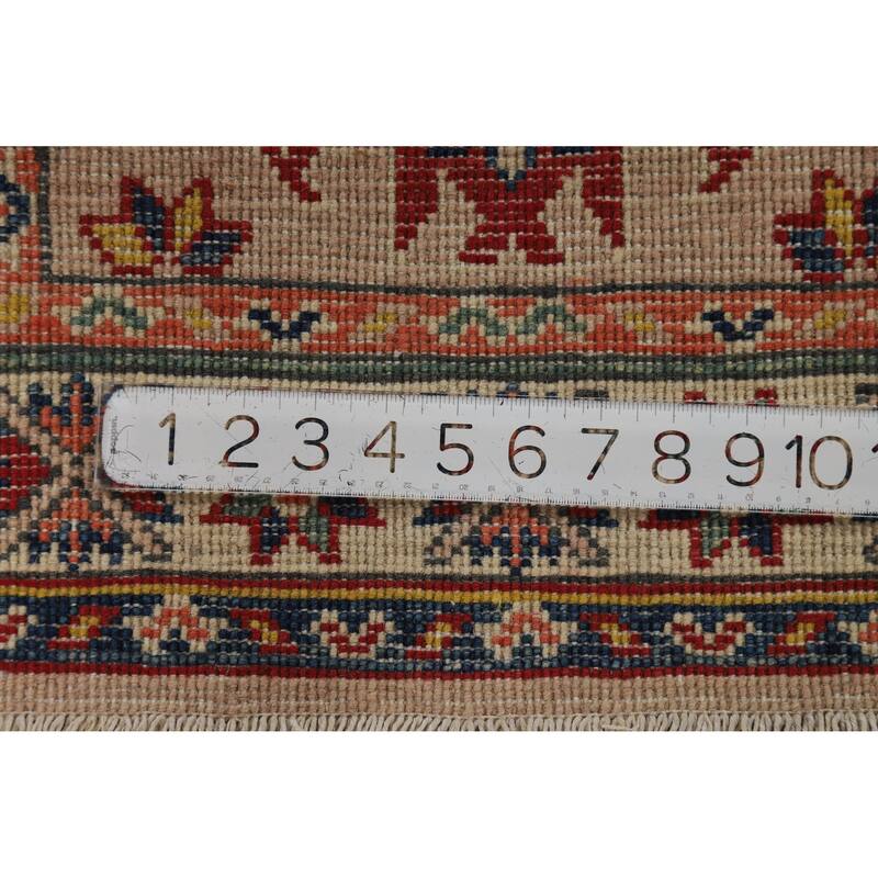 Geometric Kazak Oriental Accent Rug Hand-Knotted Wool Carpet - 2'0"x 3'0"