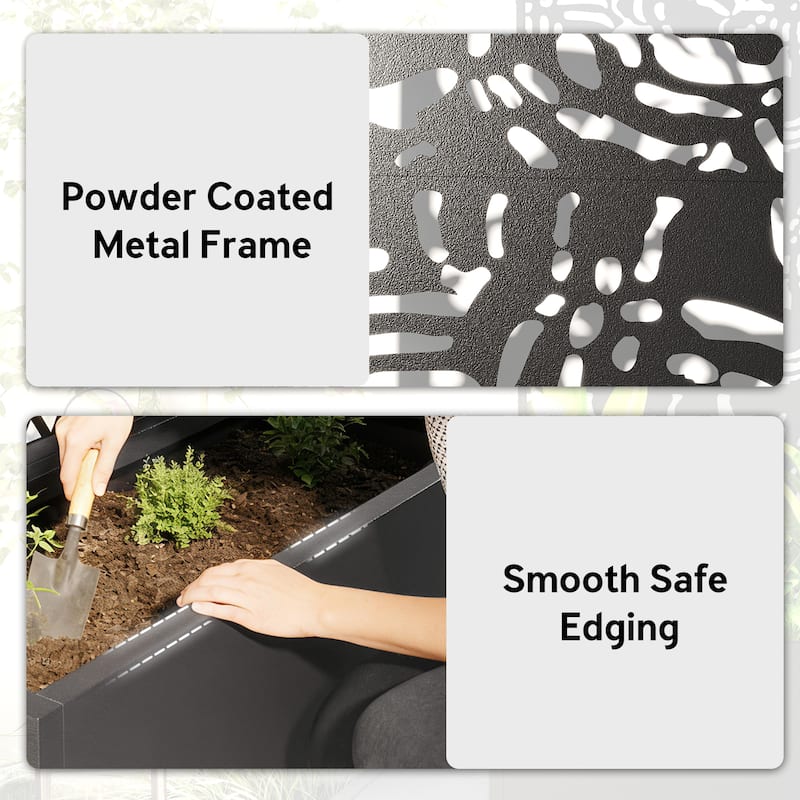 Outsunny Metal Planter Box with Trellis, 71" Tall Raised Garden Bed with Trellis Privacy Screen and Drainage Holes