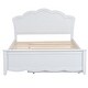 preview thumbnail 16 of 14, White Full Size Platform Bed wFlower Shape Headboard for Kids Teens, Wood Bed Frame wTrundle, Slat Support, No Box Spring Need