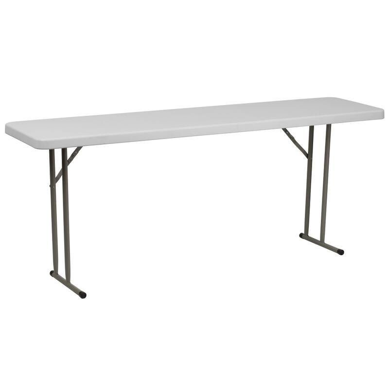 6-Foot Rectangular Granite White Plastic Folding Training Table - Granite White
