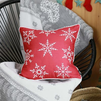 Decorative Christmas Snowflakes Single Throw Pillow Cover Square