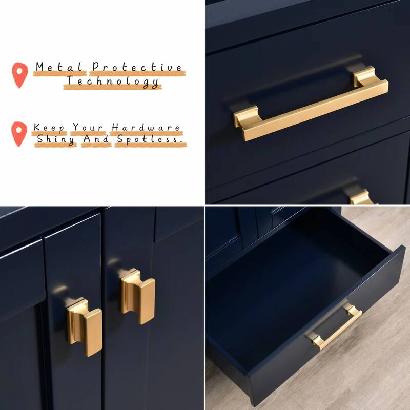 Prismora 60 in. Midnight Blue Vanity with Countertop & Splash, Double Sinks