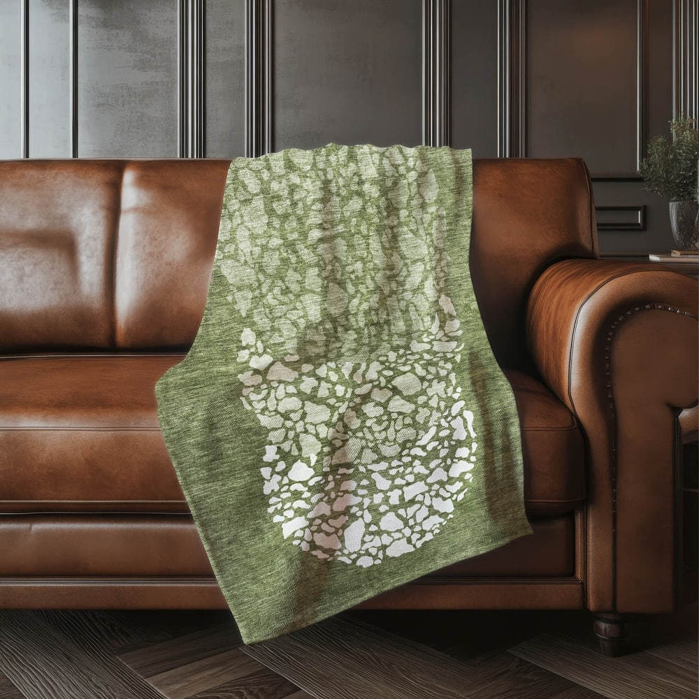 Premium Machine Washable Modern Mosaic Sherpa Throw Blanket