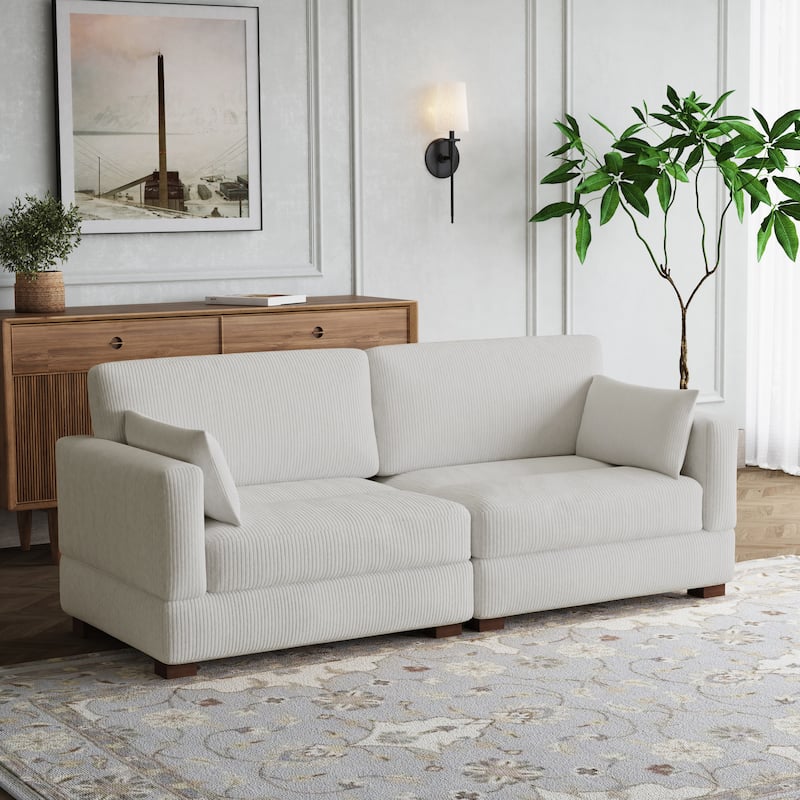 Modern Corduroy Modular Couch Sectional Sofa With Pillows