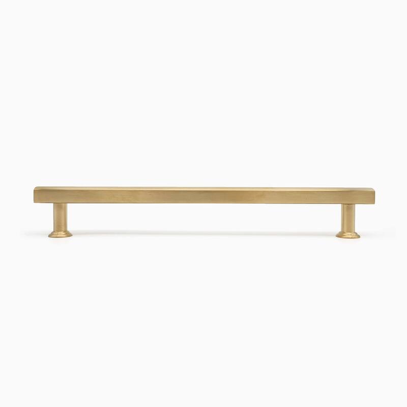 Hapny Home M566 Mod 8" Center to Center Solid Metal Modern Square - Unlacquered Satin Brass