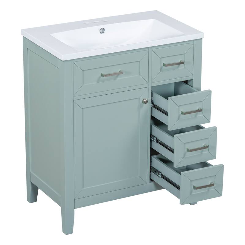 30" Bathroom Vanity with Sink Combo, Bathroom Cabinet with Drawers, Solid Frame and MDF Board